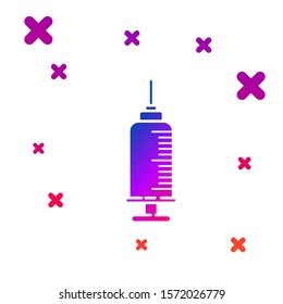 Color Syringe with pet vaccine icon isolated on white background. Dog or cat paw print. Gradient random dynamic shapes. Vector Illustration