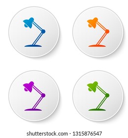 Color Table lamp icon isolated on white background. Table office lamp. Set color icon in circle buttons. Vector Illustration