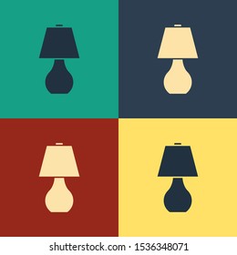 Color Table lamp icon isolated on color background. Vintage style drawing. Vector Illustration
