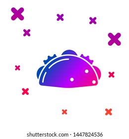 Color Taco with tortilla icon isolated on white background. Traditional mexican fast food menu. Gradient random dynamic shapes. Vector Illustration