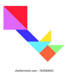 Color tangram in key shape on white background (Vector)