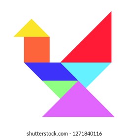 Color Tangram Puzzle Bird Shape On Stock Vector (Royalty Free) 1271840116