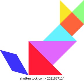 Color Tangram Puzzle Cat Shape On Stock Vector (Royalty Free ...