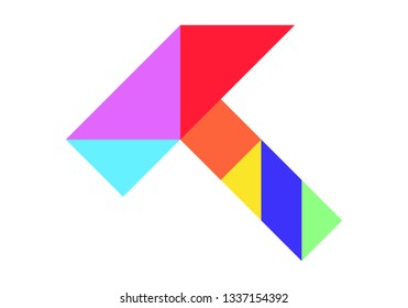 Color tangram puzzle in hammer shape on white background (Vector)