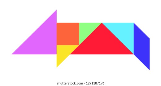 Color tangram puzzle in pig shape on white background (vector)