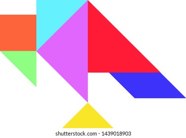 Color tangram puzzle in vulture shape on white background (Vector)
