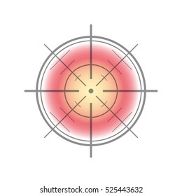 Color target sign with gradient color on white background.