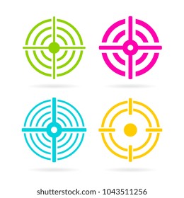 Color target vector icon set illustration isolated on white background