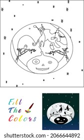 Color task : Natural sea and sand landscape, The coloring book for preschool kids with easy educational gaming level.