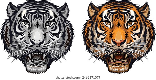 Tatuaje de color de tigre dientes de sable
