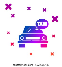 Color Taxi car icon isolated on white background. Gradient random dynamic shapes. Vector Illustration