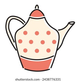 color teapot in flat style in vector. template for greeting card design sticker poster