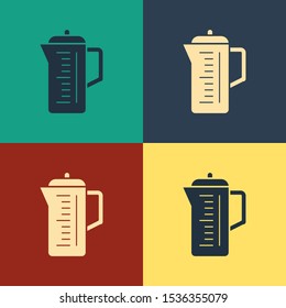 Color Teapot icon isolated on color background. Vintage style drawing. Vector Illustration