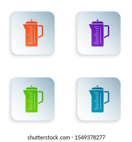 Color Teapot icon isolated on white background. Set icons in colorful square buttons. Vector Illustration