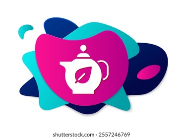 Color Teapot with leaf icon isolated on white background. Abstract banner with liquid shapes. Vector