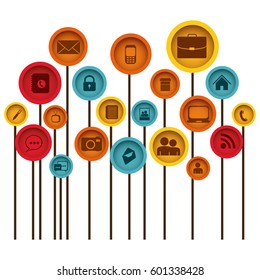 color tech icons online, vector illustration design image