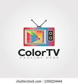 Color Television vector logo design,Technology icon