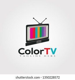 Color Television vector logo design,Technology icon