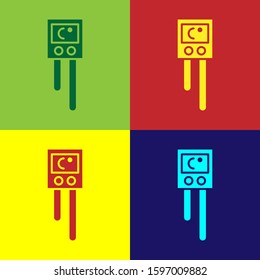 Color Temperature and humidity sensor icon isolated on color background.  Vector Illustration