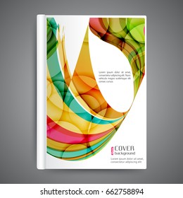 Color template book cover with abstract lines and waves