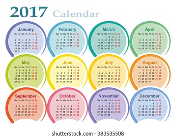 Color template of calendar for a year.