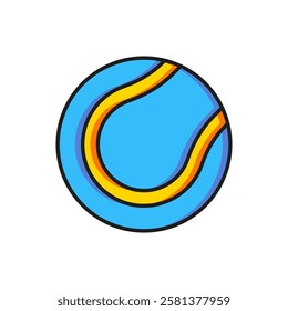 Color Tennis ball icon isolated on white background. Sport equipment. Flat filled outline style with shadow. Vector