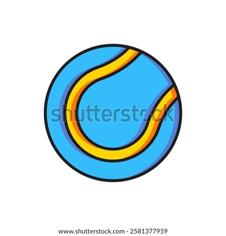 Color Tennis ball icon isolated on white background. Sport equipment. Flat filled outline style with shadow. Vector