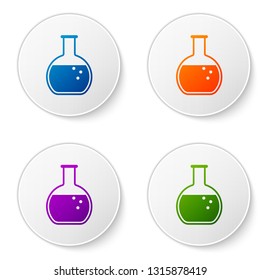 Color Test tube and flask - chemical laboratory test icon isolated on white background. Set color icon in circle buttons. Vector Illustration