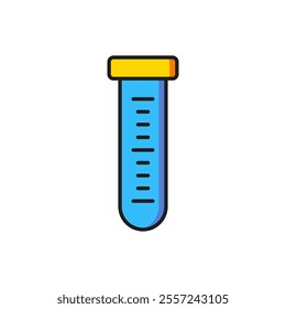 Color Test tube and flask chemical laboratory test icon isolated on white background. Laboratory glassware sign. Flat filled outline style with shadow. Vector