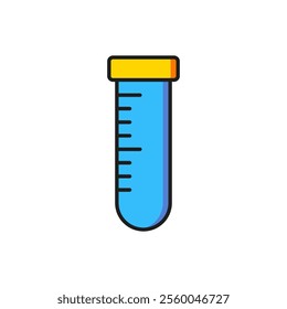 Color Test tube and flask chemical laboratory test icon isolated on white background. Laboratory glassware sign. Flat filled outline style with shadow. Vector