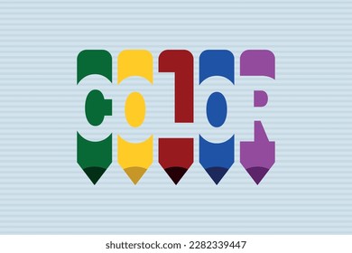 Color text with Pen symbol creative ideas design, vector illustration graphic design. Color typography negative space word vector illustration.
