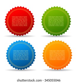Color text star labels set vector illustration isolated on white background