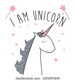 color text unicorn star magic girl tee illustration art vector 