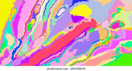 Color Textile Pink Psychedelic Details Yellow Vector. Grunge Unique Fashion Detailed Green Background. Blue Original Soft Acid Light Rainbow Illustration. Art Modern Red Pastel Multicolor Design.