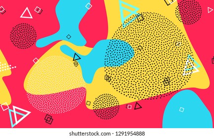 Color texture background. Memphis pattern. Vector Illustration. Hipster style 80s-90s. Abstract colorful funky background.