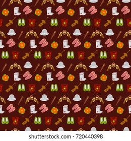 Color texture with handmade. Vector illustration of felted products on brown.