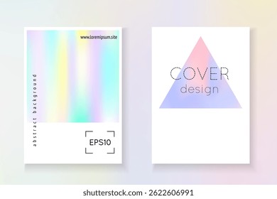 Color Texture. Pink Minimalist Flyer. Chrome Vector. Plastic Banner. Colourful Retro Backdrop. 1980 Background. Rainbow Shape. Violet Color Texture