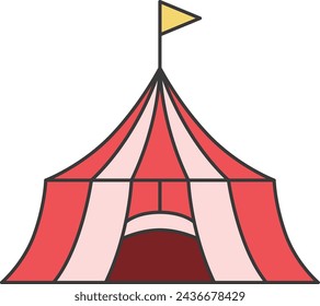Color theme park related single item illustration icon set circus tent