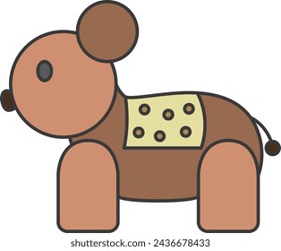 Color theme park related single item illustration icon set animal car
