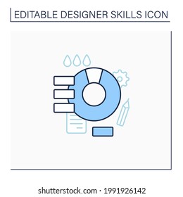 Color theory line icon. Color compatibility. Creating harmonious schemes, implementing in design work. Designer skills concept. Isolated vector illustration. Editable stroke