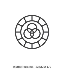 Symbol für die Farbtheorie lineares Stilzeichen für mobiles Konzept und Webdesign. Vektorsymbol der Farbtheorie Symbol, Logo-Abbildung. Vektorgrafik