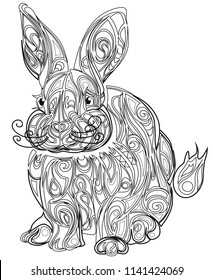 Color Therapy Antistress Coloring Book Hare Stock Illustration 1368248633