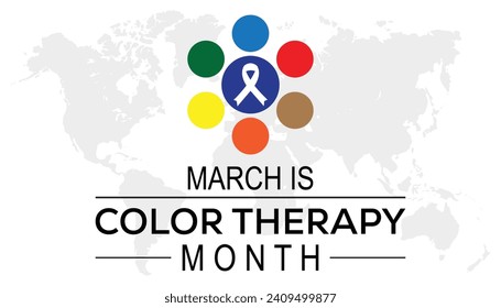 Color Therapy Month is observed every year in March. Holiday, poster, card and background vector illustration design.