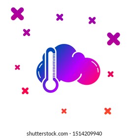 Color Thermometer and cloud icon isolated on white background. Gradient random dynamic shapes. Vector Illustration