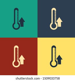 Color Thermometer icon isolated on color background. Vintage style drawing. Vector Illustration