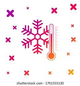 Color Thermometer with snowflake icon isolated on white background. Gradient random dynamic shapes. Vector Illustration