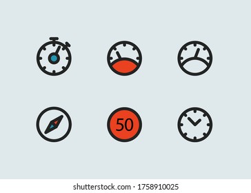 Color thin line icons vector collection. Chronometers