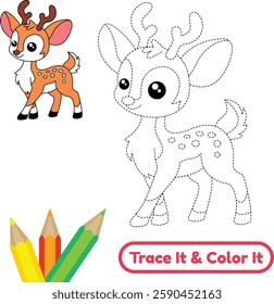 Color this gorgeous deer vector. Perfect for animal lovers who enjoy creative, nature-inspired art and relaxing coloring activities.