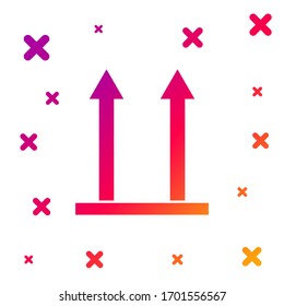 Color Este icono del fondo aislado en el fondo blanco. Dos flechas que indican la parte superior del embalaje. Carga manejada para que estas flechas siempre apunten. Formas dinámicas aleatorias degradadas. Ilustración vectorial