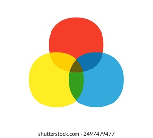 Color Three circle Venn diagram icon. Clipart image isolated on white background